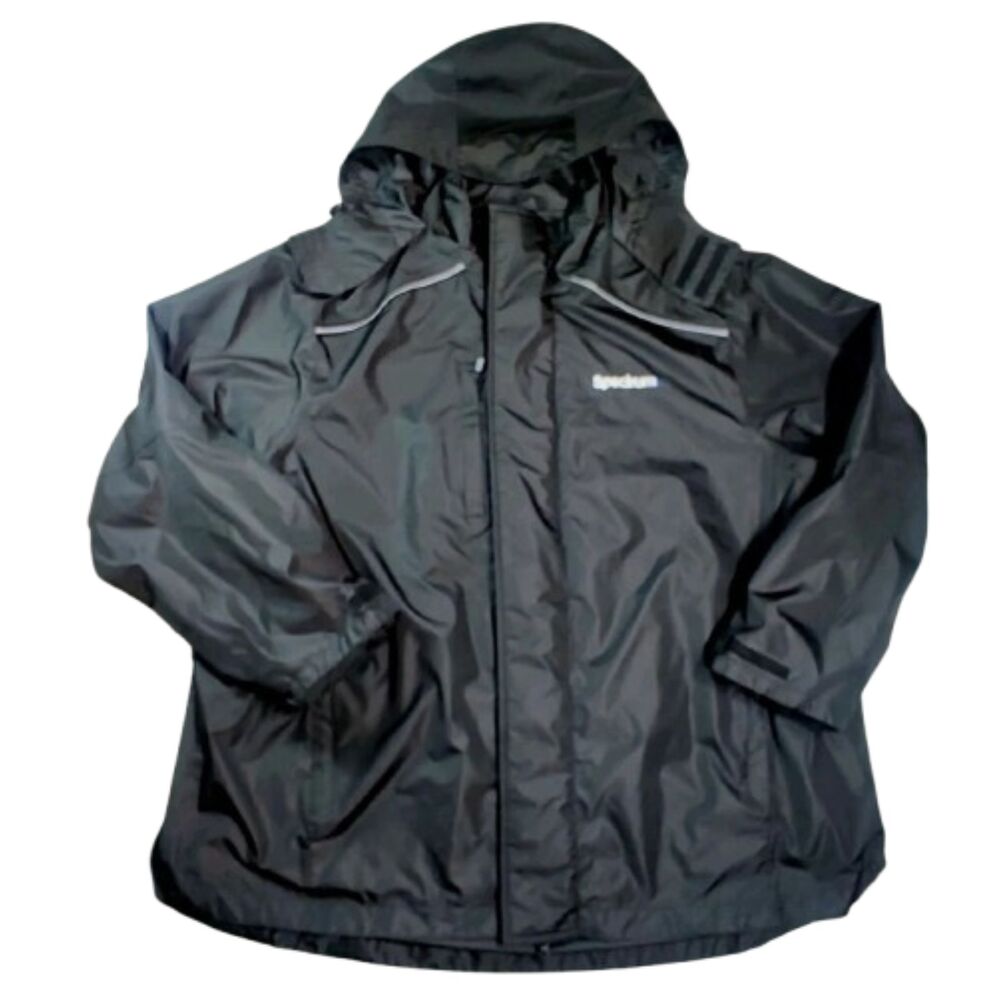 Affinity Black Hooded Rain Jacket 3XL Polyester Work Windbreaker Coat Company